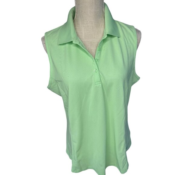 Greg Norman Womens Sleeveless Lime Green Polo Shirt XL Lightweight Golf Top - Picture 1 of 8